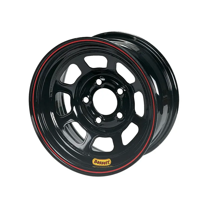 Bassett Racing Wheel – 14×7 Black Steel Rim, 5×4.5″ Bolt Pattern, 2″ Backspace 1
