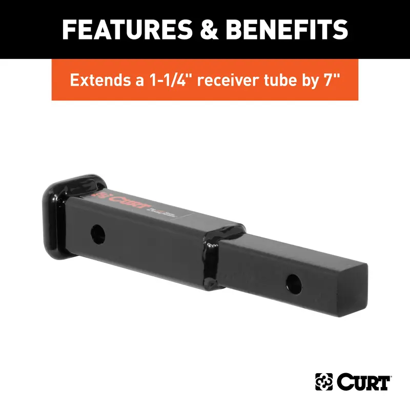 Curt 45789 Trailer Hitch Extension — 7-Inch Length, Fits 1-1/4-Inch Receivers, 350-Pound Capacity 1