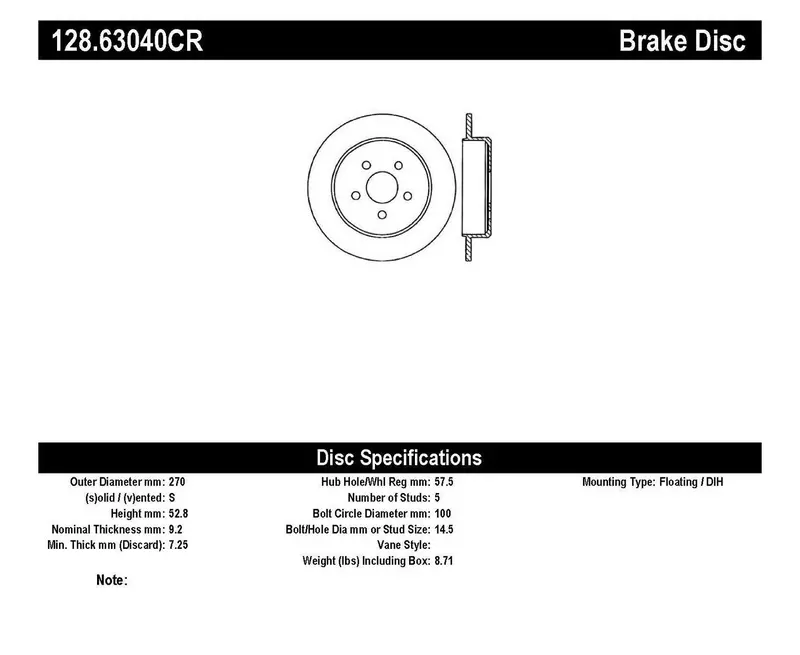 Stoptech 128.63040Cr Stoptech Sport Cryo Cross Drilled Brake Rotor; Rear Right 1