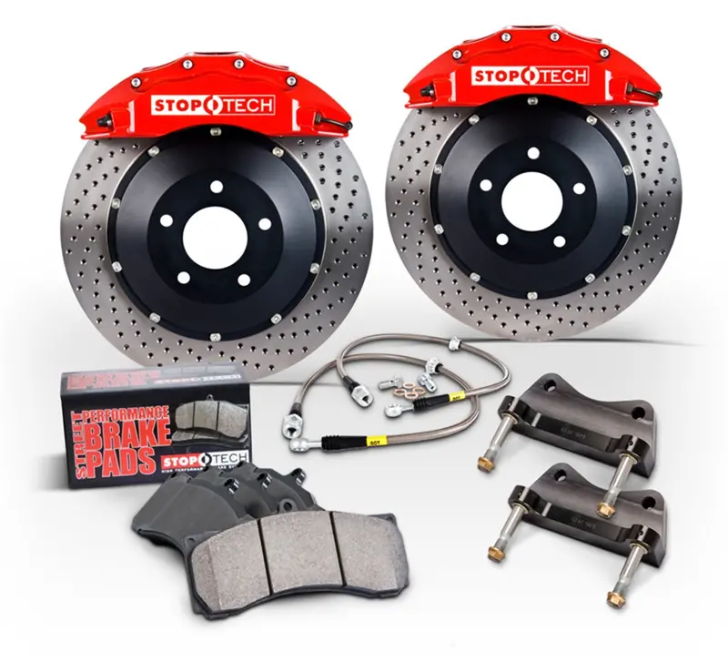 Stoptech 83.517.0047.24 Big Brake Kit – Rear Axle, Blue Calipers, Two-Piece Zinc-Coated Drilled Rotors 1